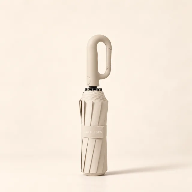 Haven Umbrella in Beige, folded